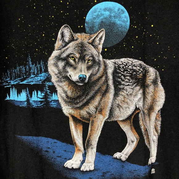 Vintage Other - Vintage '87 Wolf Full Moon T-shirt Single Stitch